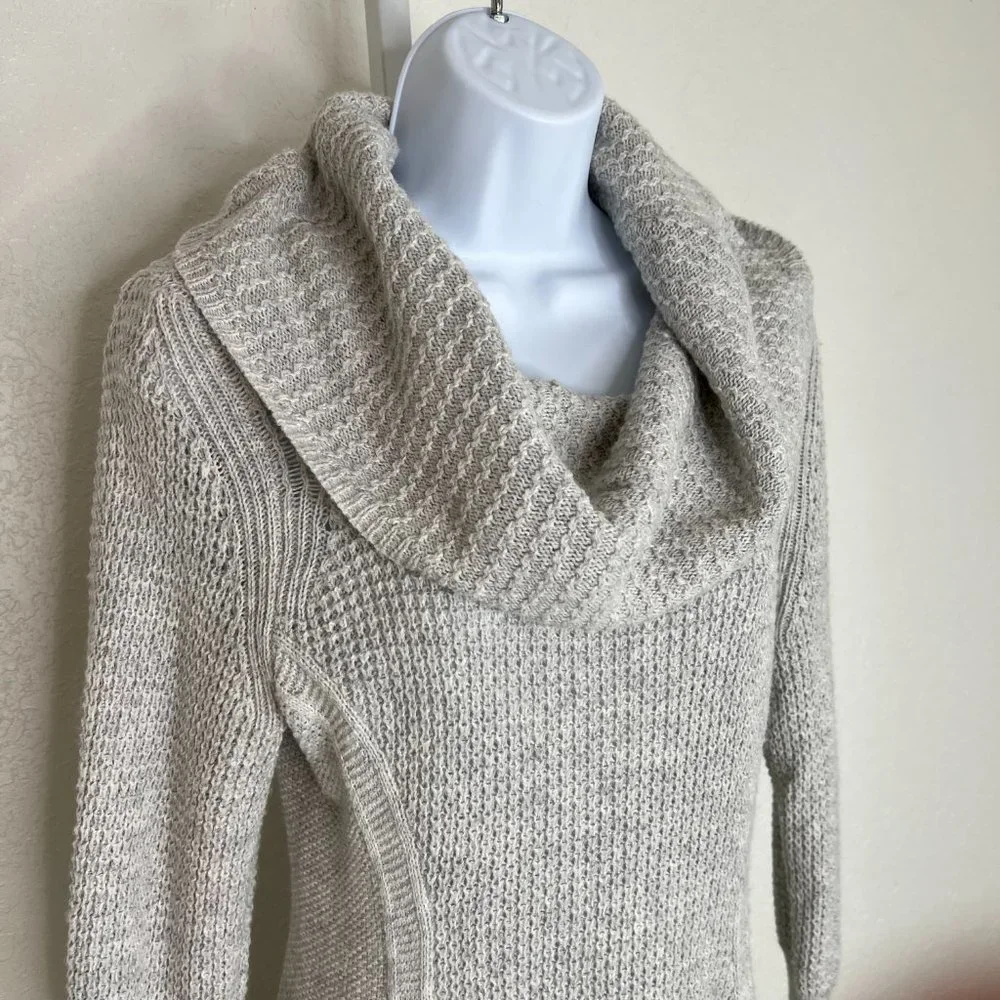 Anthropologie MOTH Cowl Neck Sweater, Light Grey, Cotton/Cashmere Blend,‎ Small